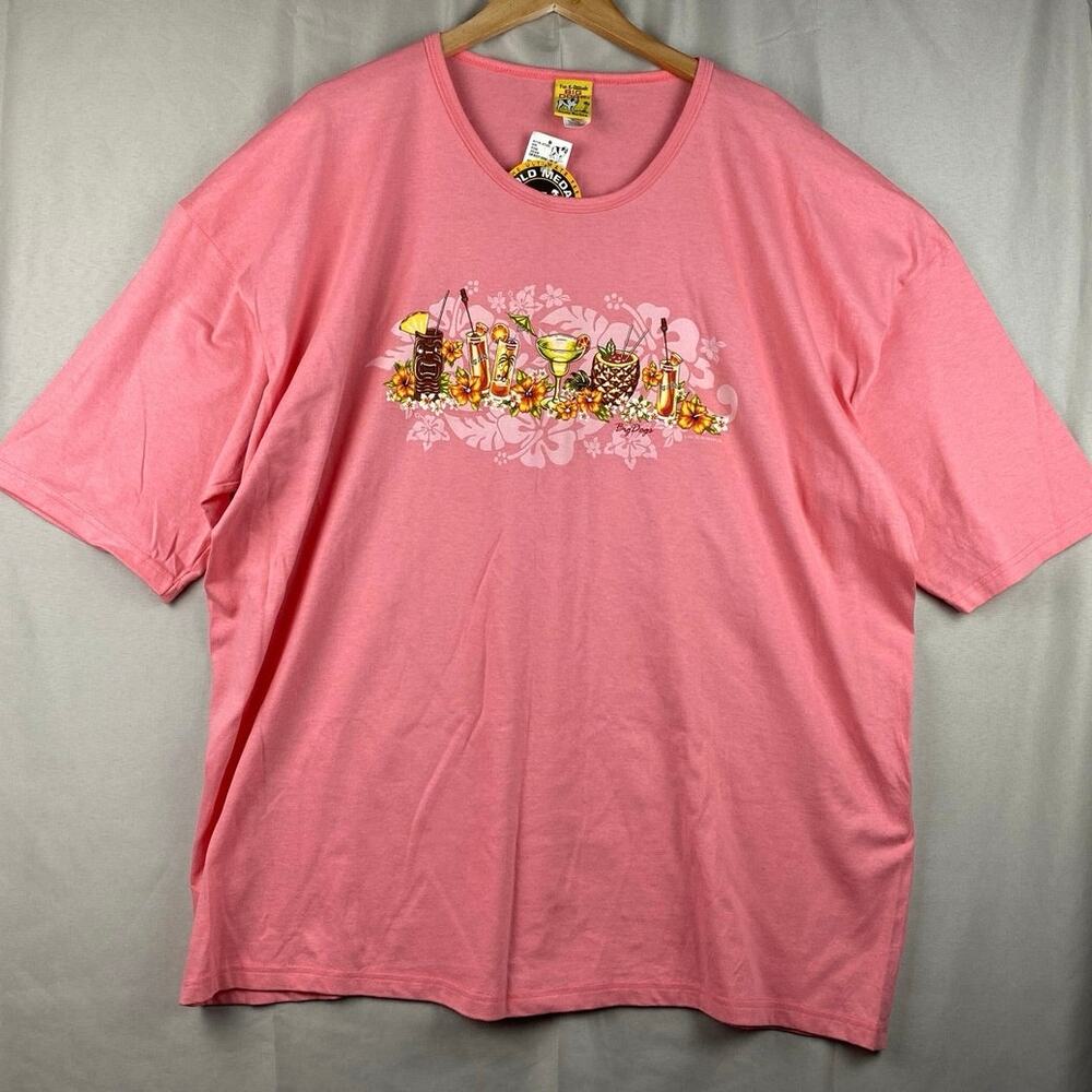 New Big Dogs Santa Barbara Womens Shirt sz 26/28 Plus Hawaiian Drink Line Up NWT